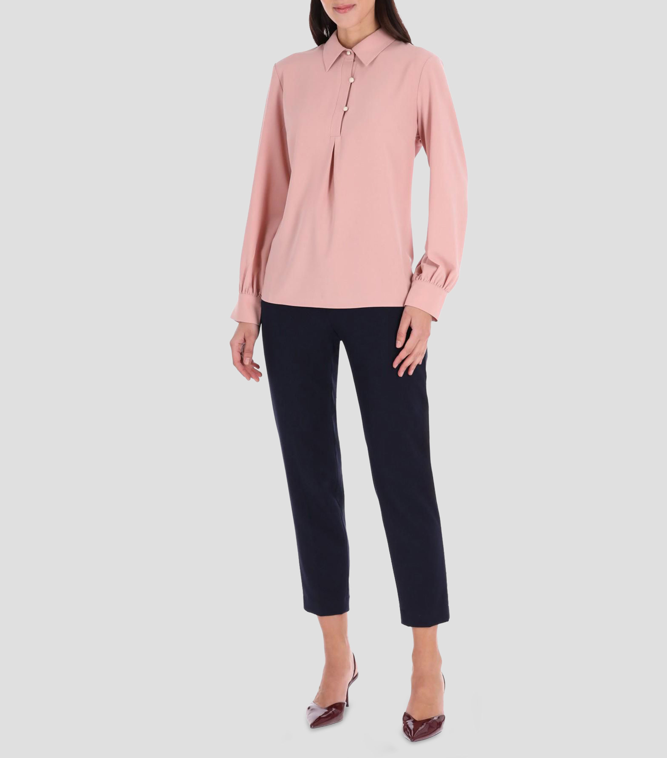 Blusa lisa manga larga Mujer